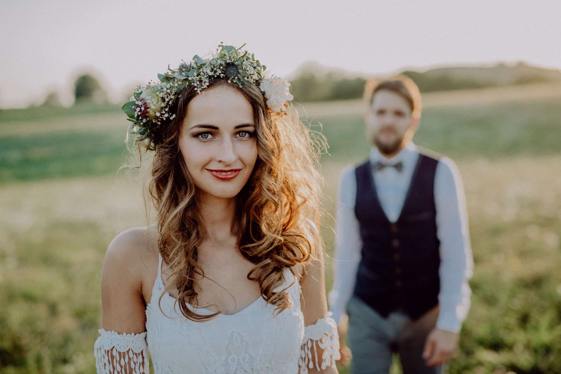 Beautiful Bride & Groom at sunset