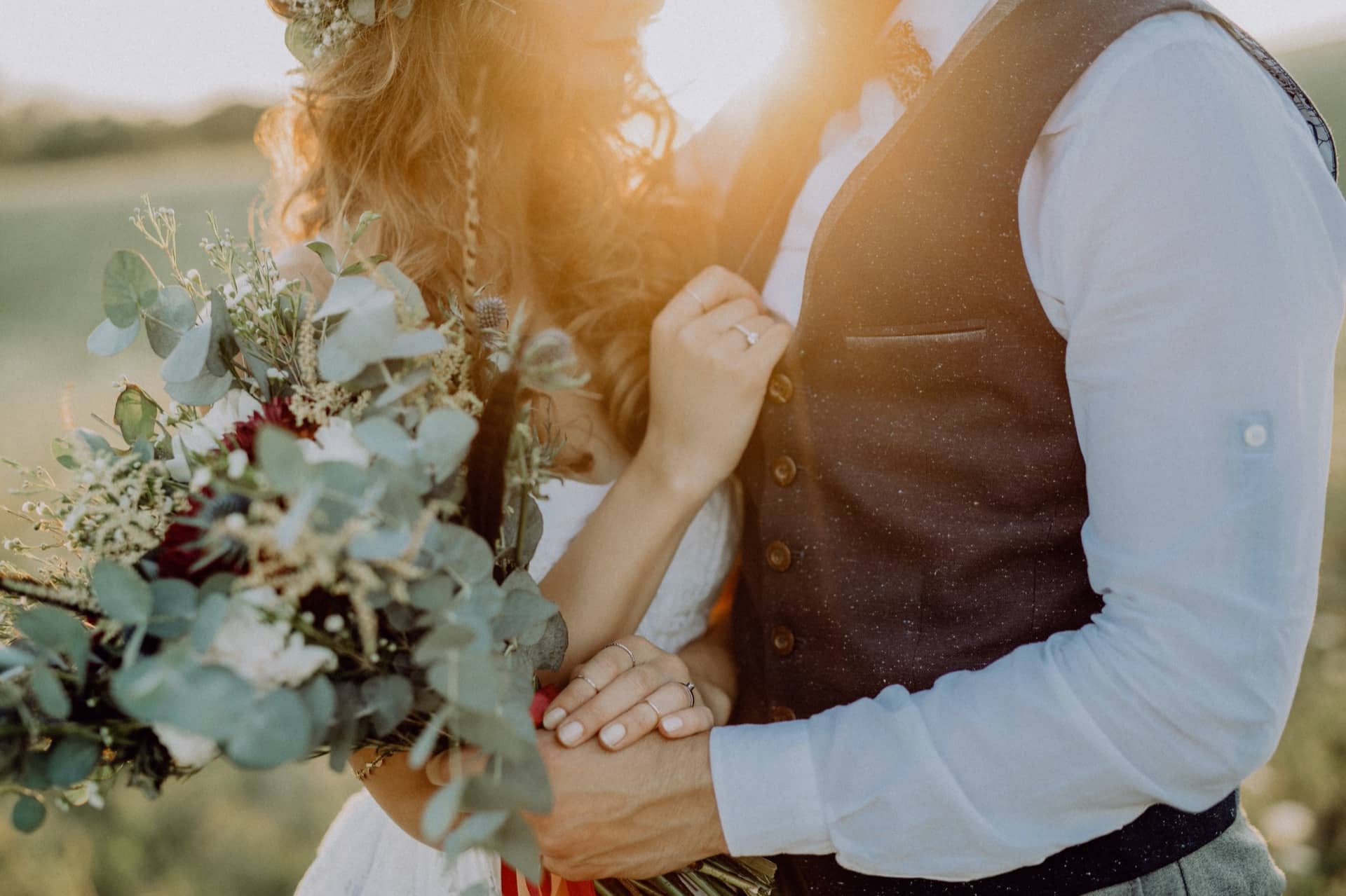 Beautiful young bride and groom