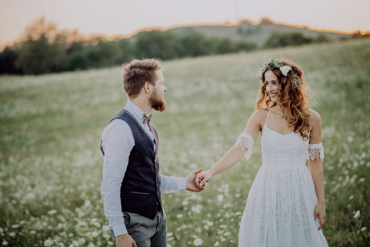 Beautiful young bride and groom